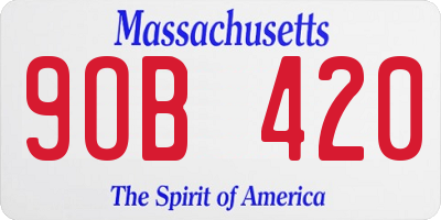 MA license plate 9OB420