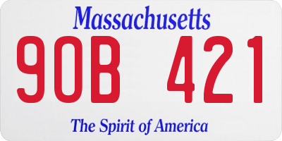 MA license plate 9OB421