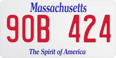 MA license plate 9OB424