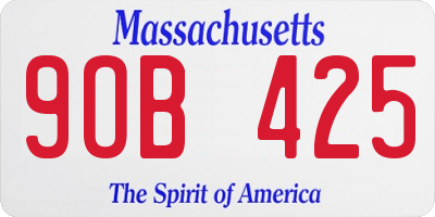 MA license plate 9OB425