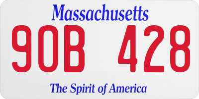 MA license plate 9OB428