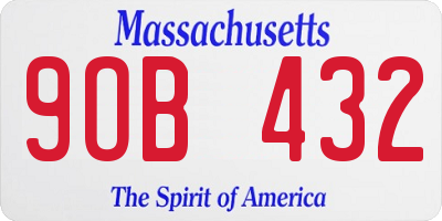 MA license plate 9OB432