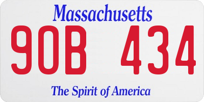 MA license plate 9OB434