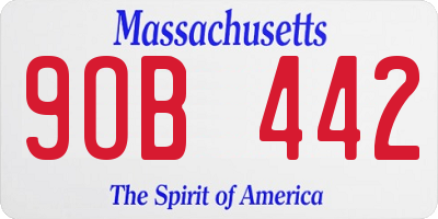 MA license plate 9OB442