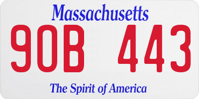 MA license plate 9OB443