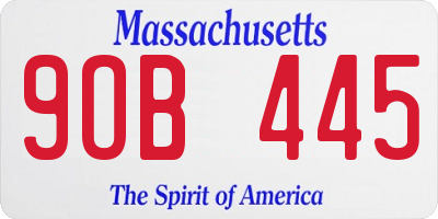 MA license plate 9OB445