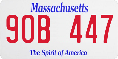 MA license plate 9OB447