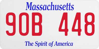 MA license plate 9OB448
