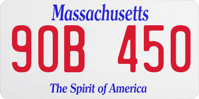 MA license plate 9OB450