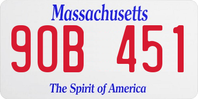 MA license plate 9OB451