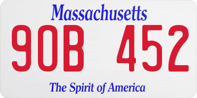 MA license plate 9OB452
