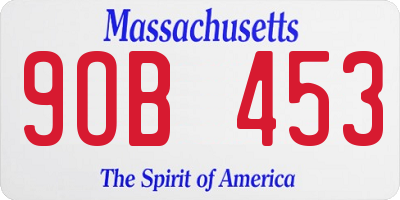 MA license plate 9OB453