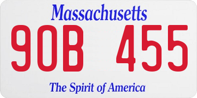 MA license plate 9OB455