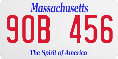 MA license plate 9OB456