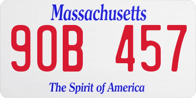 MA license plate 9OB457