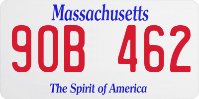 MA license plate 9OB462