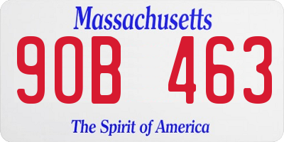 MA license plate 9OB463