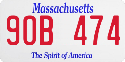 MA license plate 9OB474