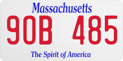 MA license plate 9OB485