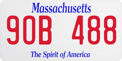 MA license plate 9OB488