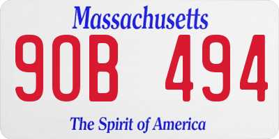 MA license plate 9OB494