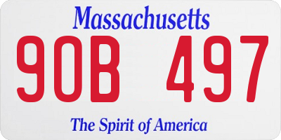 MA license plate 9OB497