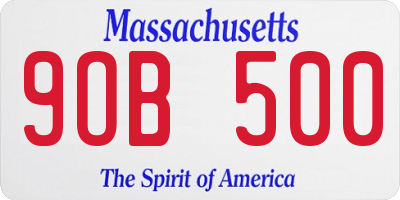 MA license plate 9OB500