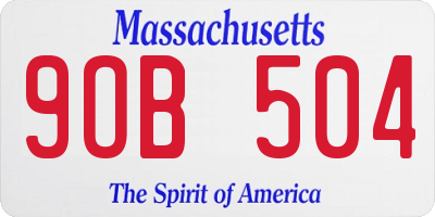 MA license plate 9OB504
