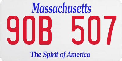 MA license plate 9OB507