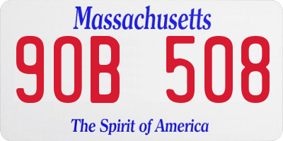 MA license plate 9OB508