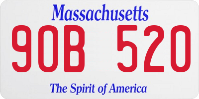 MA license plate 9OB520