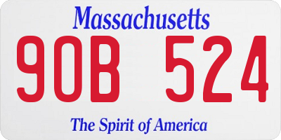 MA license plate 9OB524