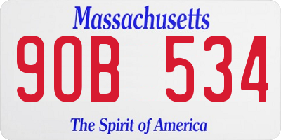 MA license plate 9OB534