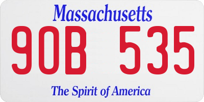 MA license plate 9OB535