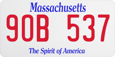 MA license plate 9OB537