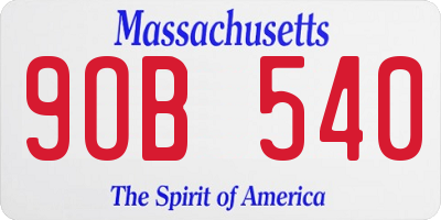 MA license plate 9OB540