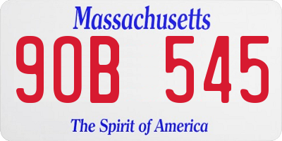 MA license plate 9OB545