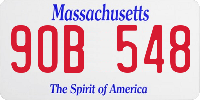 MA license plate 9OB548