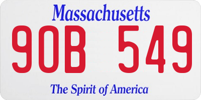 MA license plate 9OB549