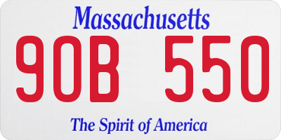 MA license plate 9OB550