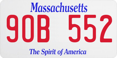 MA license plate 9OB552