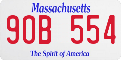 MA license plate 9OB554
