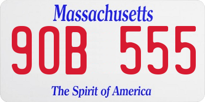 MA license plate 9OB555