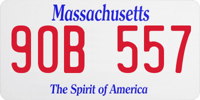 MA license plate 9OB557