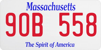 MA license plate 9OB558