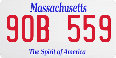 MA license plate 9OB559