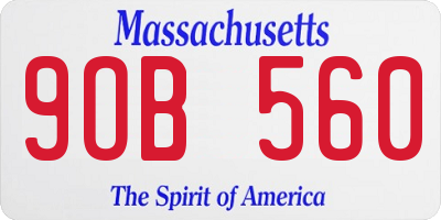MA license plate 9OB560