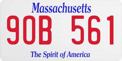 MA license plate 9OB561