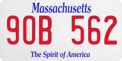 MA license plate 9OB562