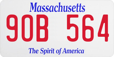 MA license plate 9OB564